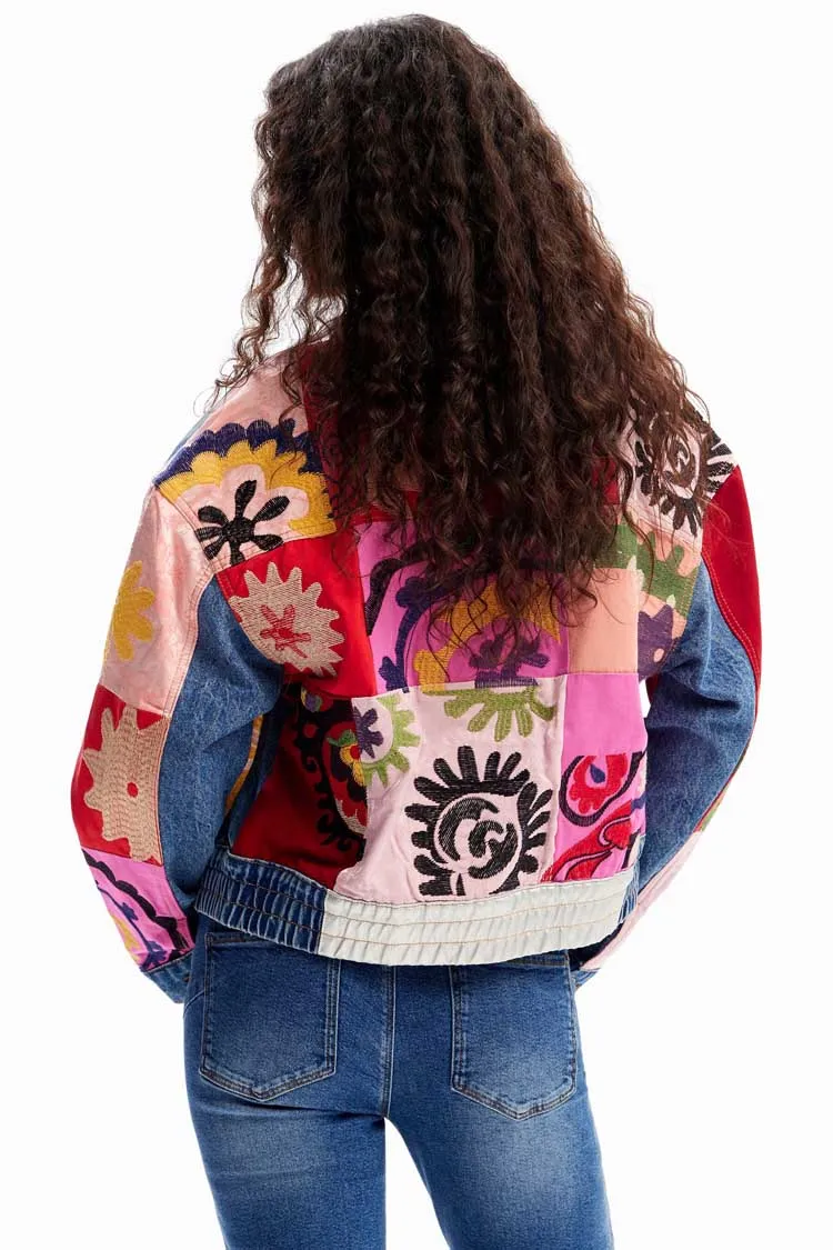 Short Patchwork Denim Jacket