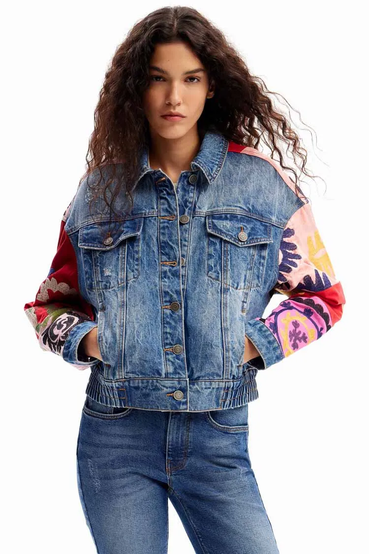 Short Patchwork Denim Jacket