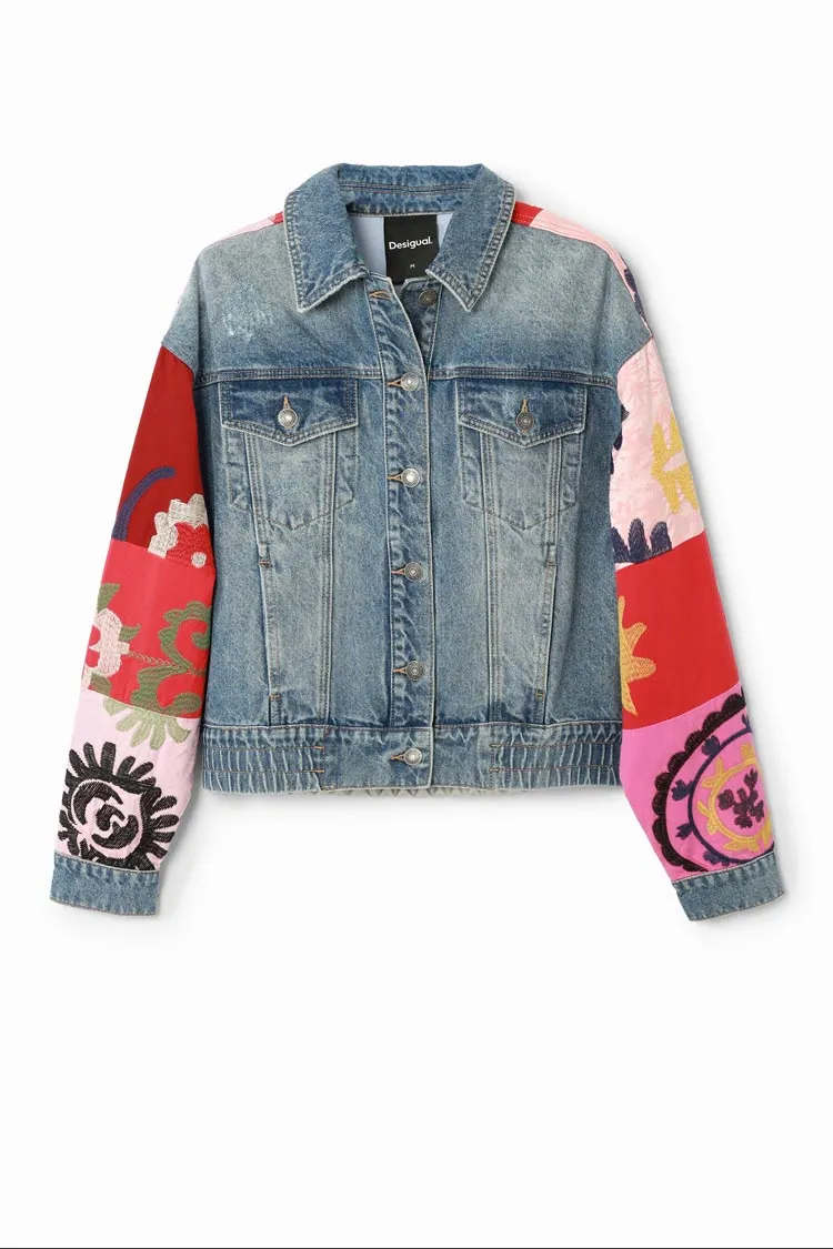 Short Patchwork Denim Jacket