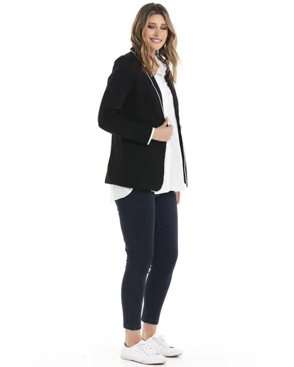 SORRENTO BLAZER - BLACK AND PIPING