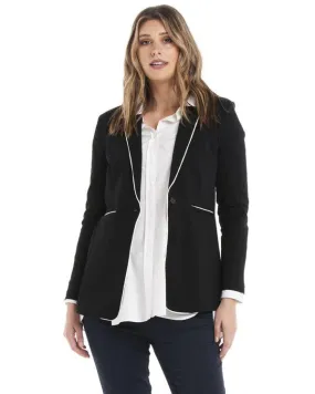 SORRENTO BLAZER - BLACK AND PIPING