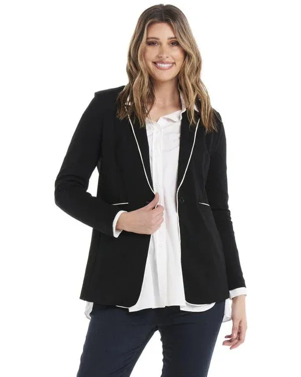 SORRENTO BLAZER - BLACK AND PIPING