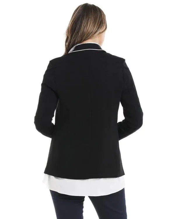 SORRENTO BLAZER - BLACK AND PIPING