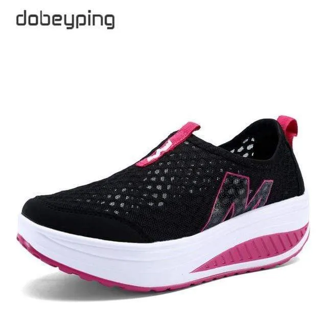 Spring Summer Shoes Woman Breathable Air Mesh Flat Platform Women Slip On