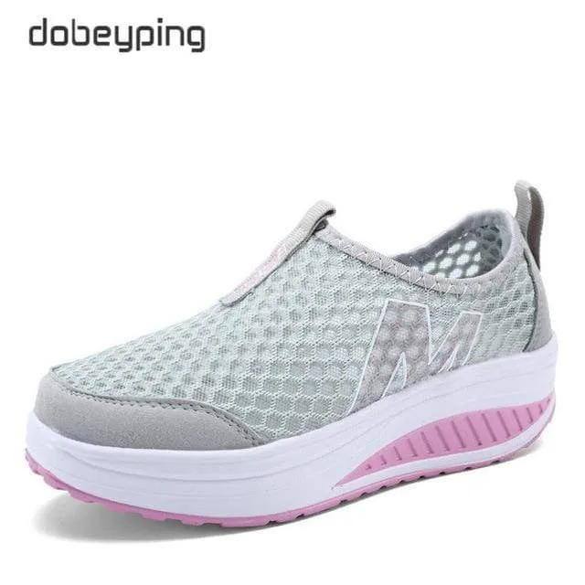 Spring Summer Shoes Woman Breathable Air Mesh Flat Platform Women Slip On