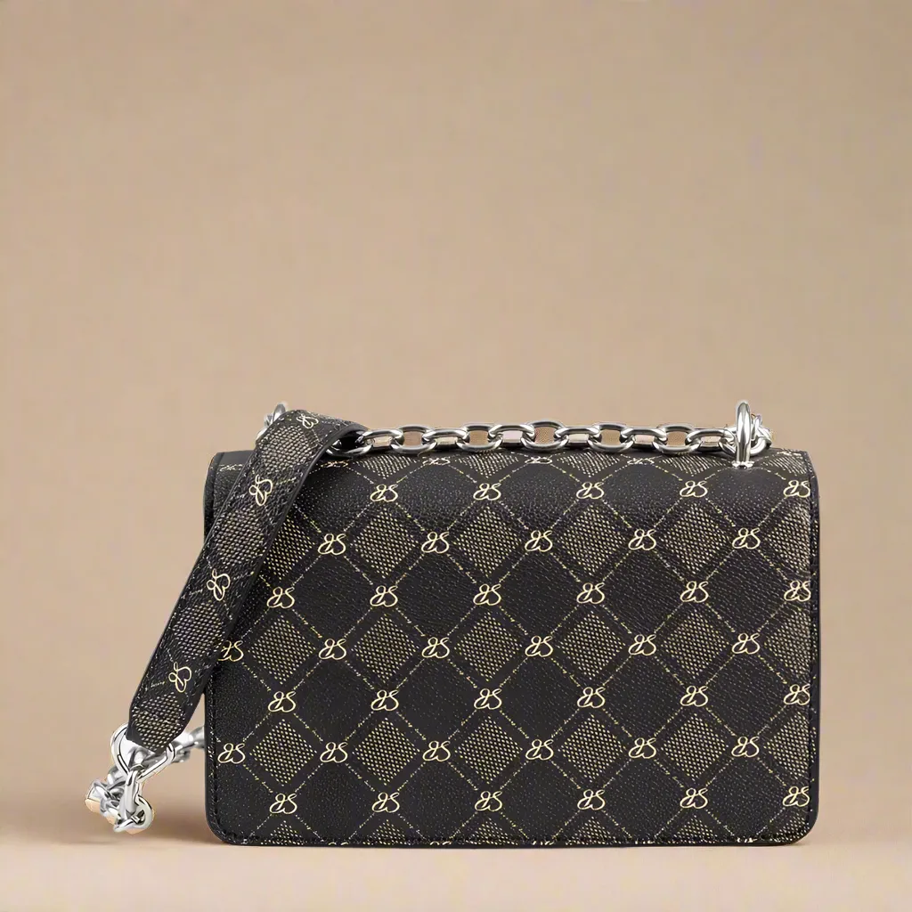 Structured Cossbody Bag  Print - Brown