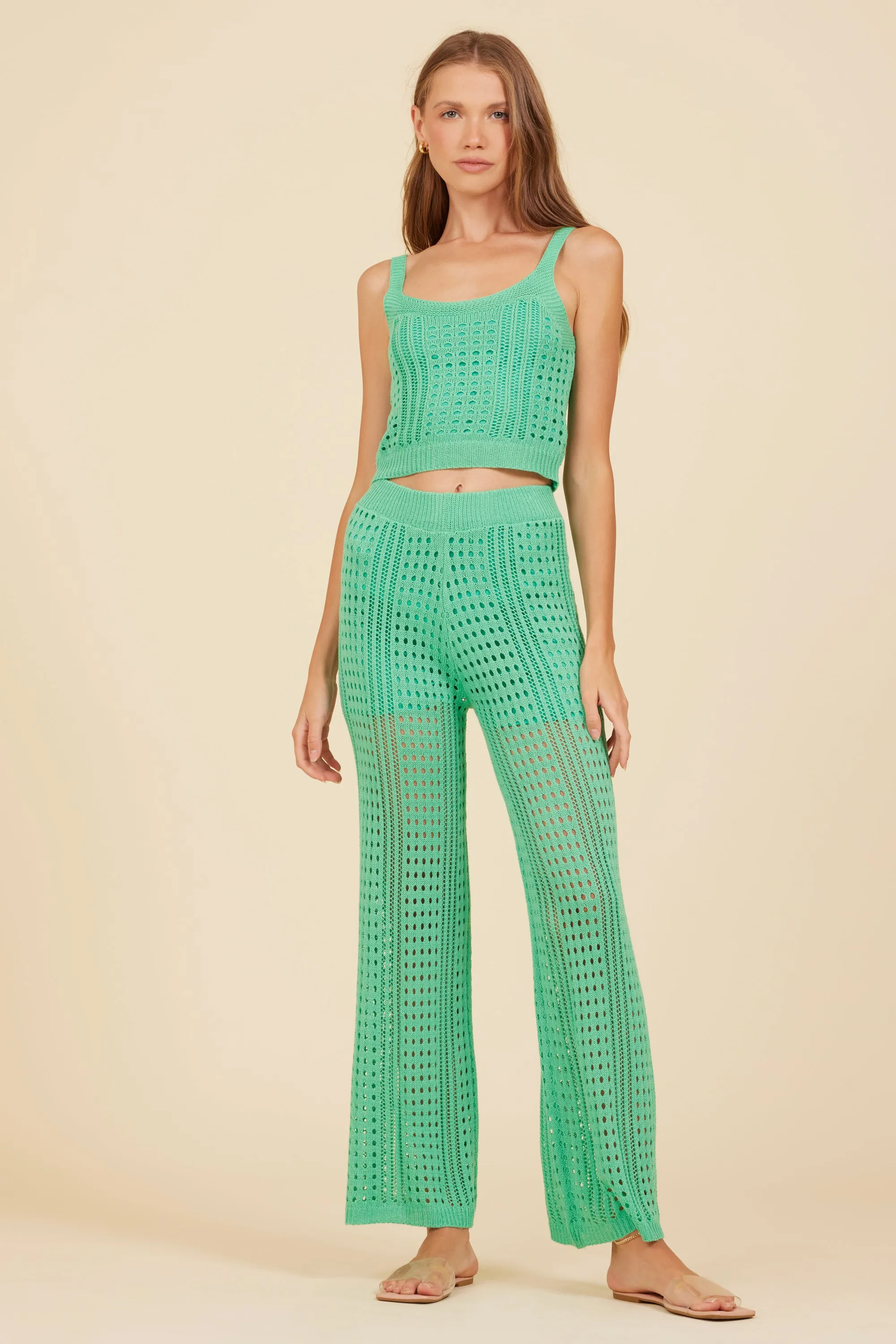 Summer Green Knit Cropped Tank