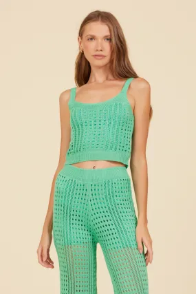 Summer Green Knit Cropped Tank