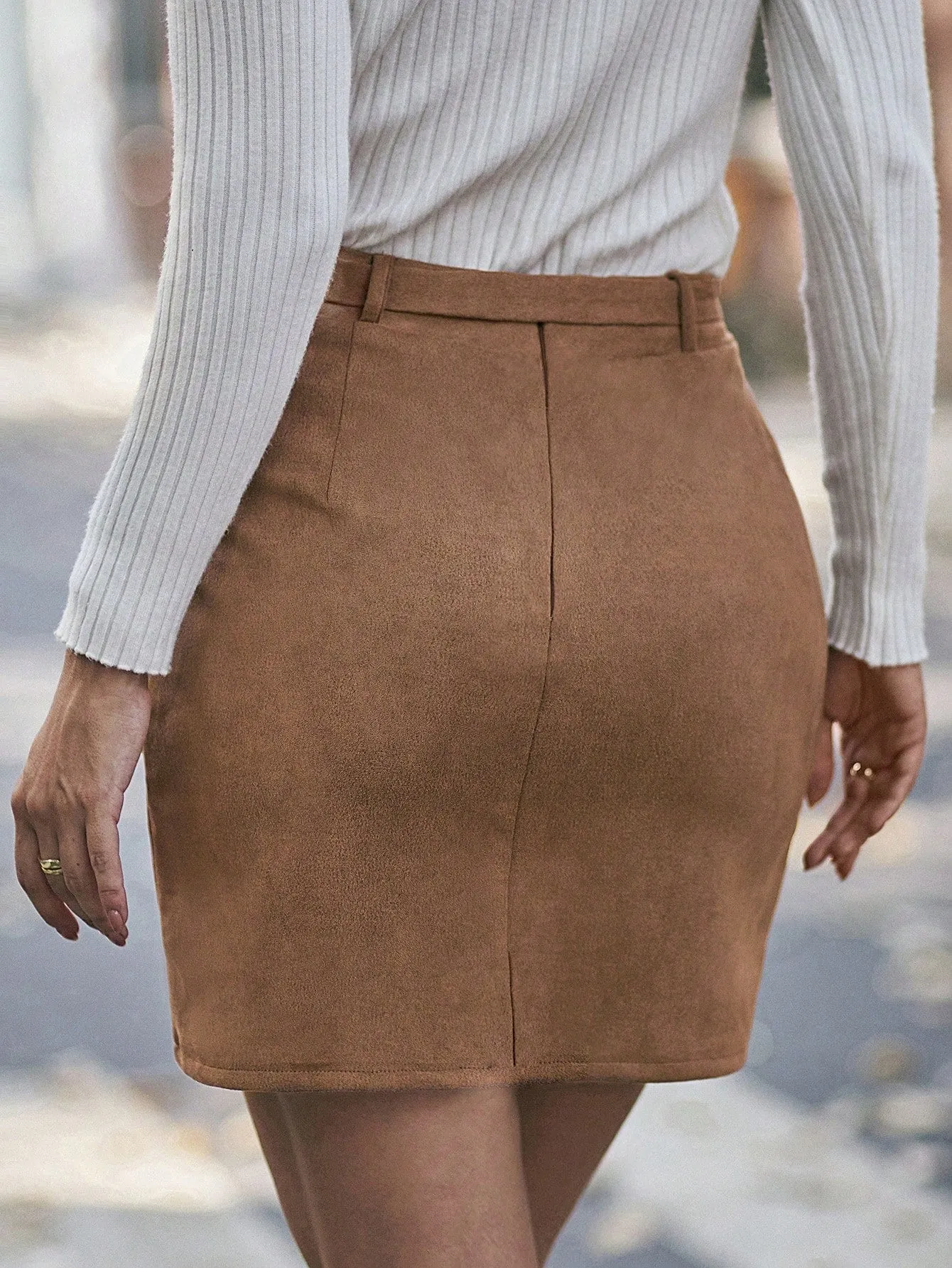 Tall Women's Solid Color Waist Tie Wrap Skirt