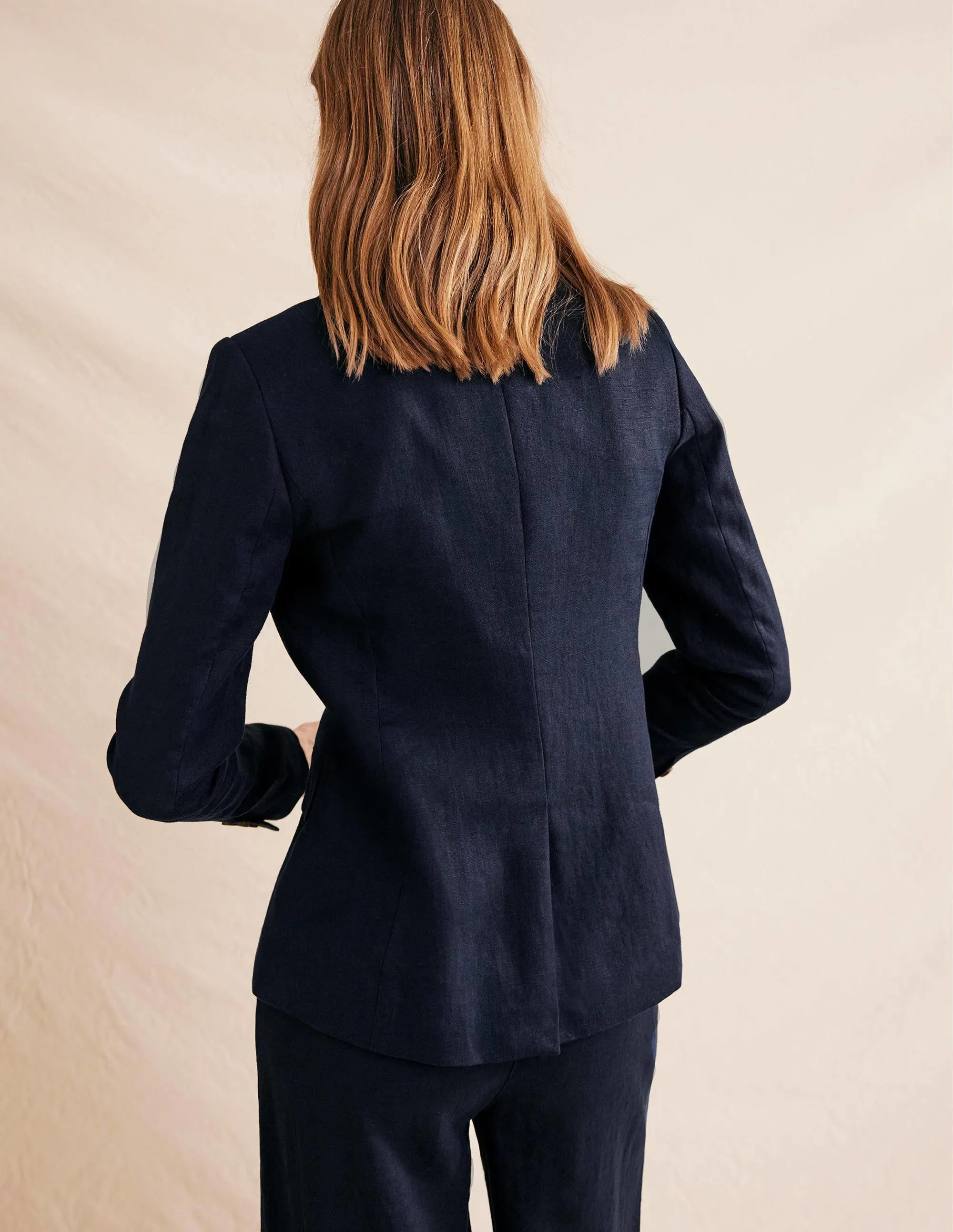 The Cambridge Linen Blazer-Navy