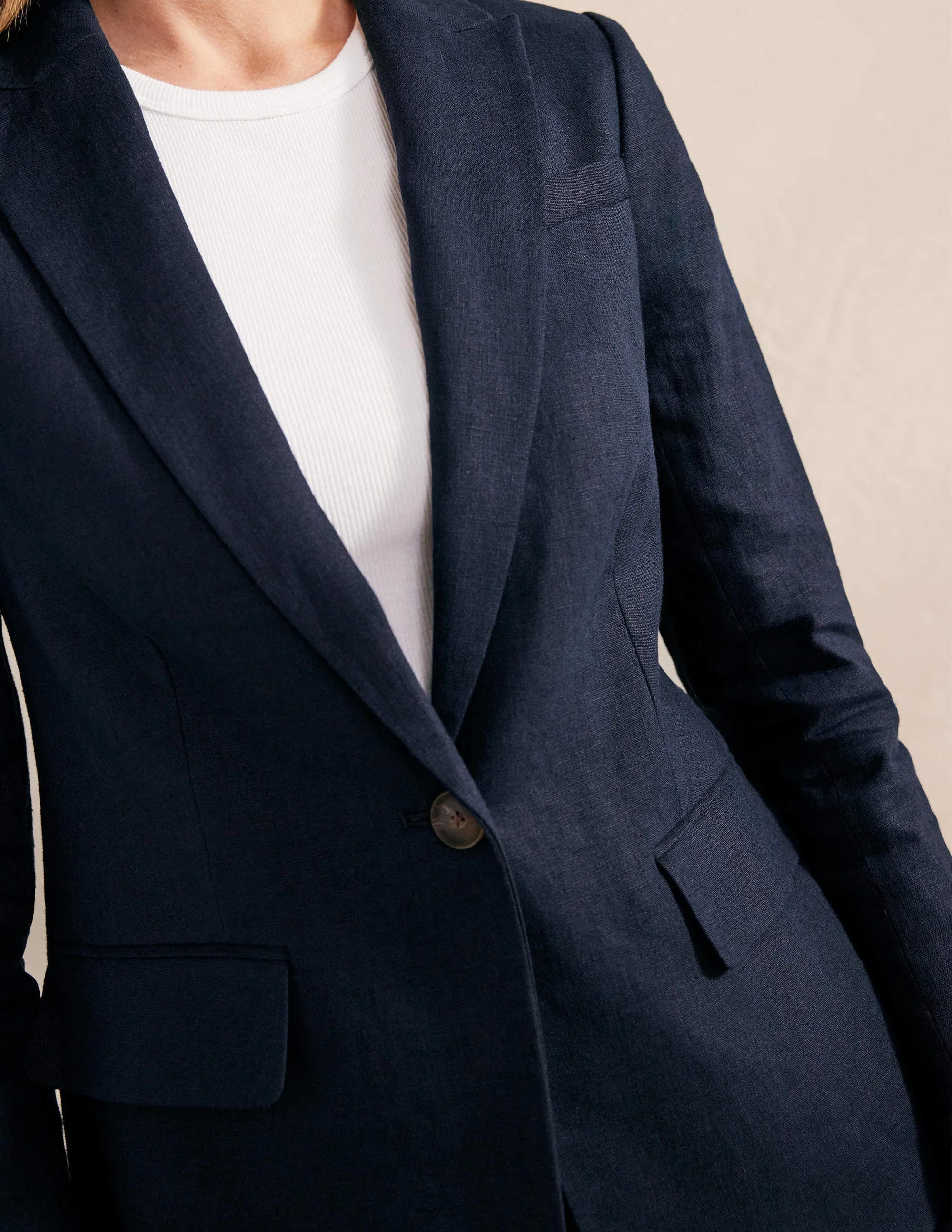 The Cambridge Linen Blazer-Navy