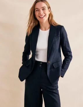 The Cambridge Linen Blazer-Navy