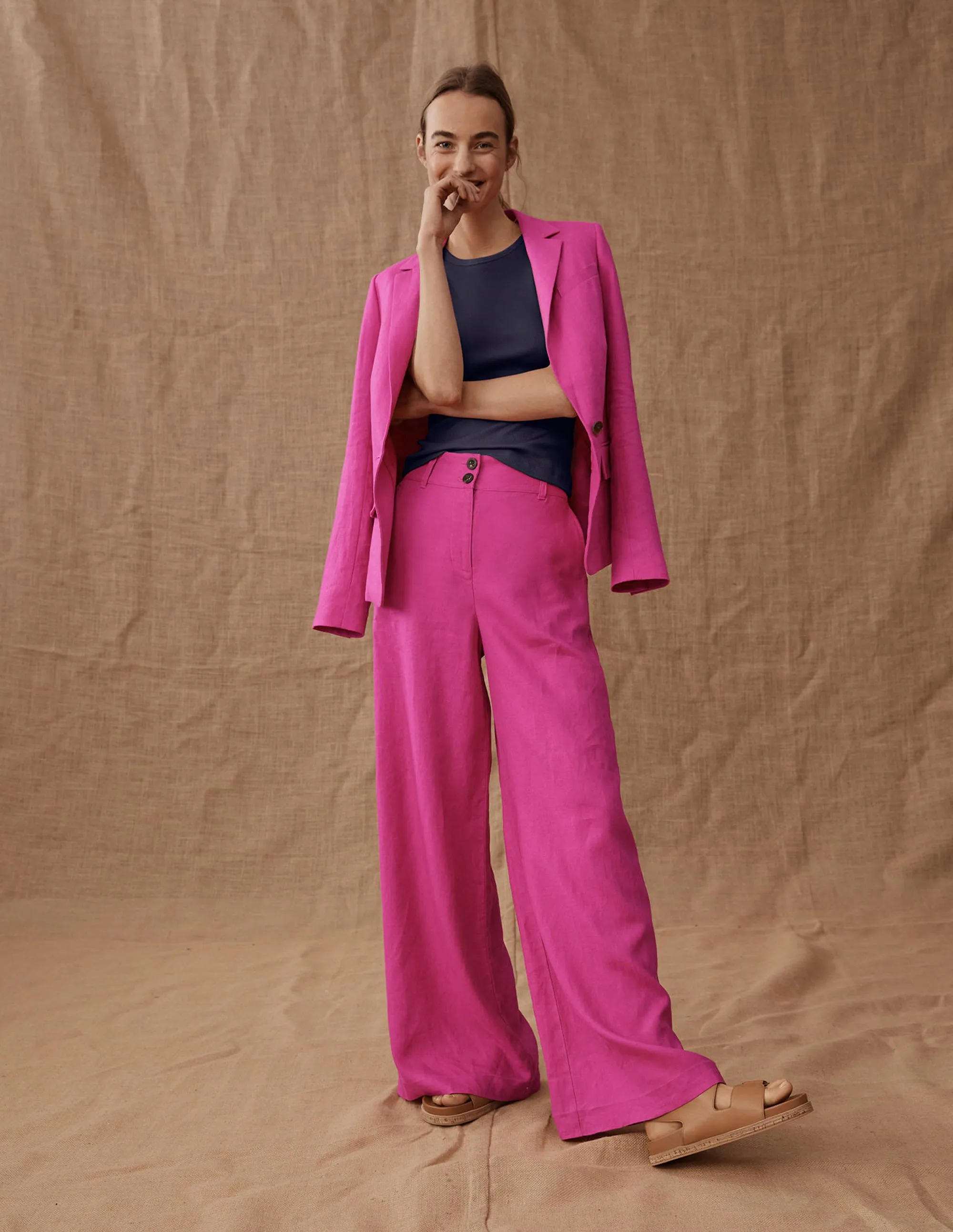 The Cambridge Linen Blazer-Rose Violet