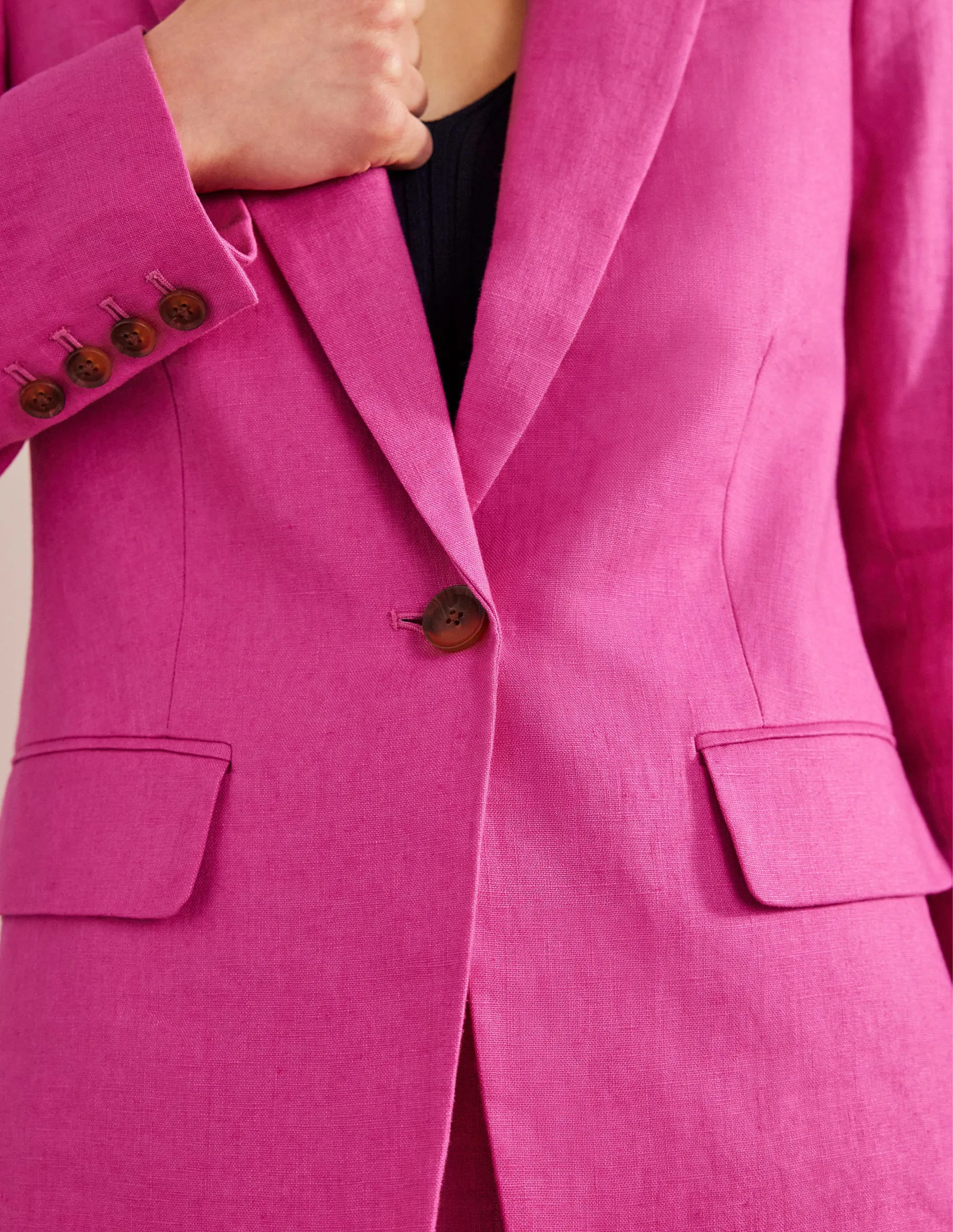 The Cambridge Linen Blazer-Rose Violet