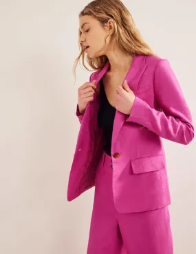 The Cambridge Linen Blazer-Rose Violet