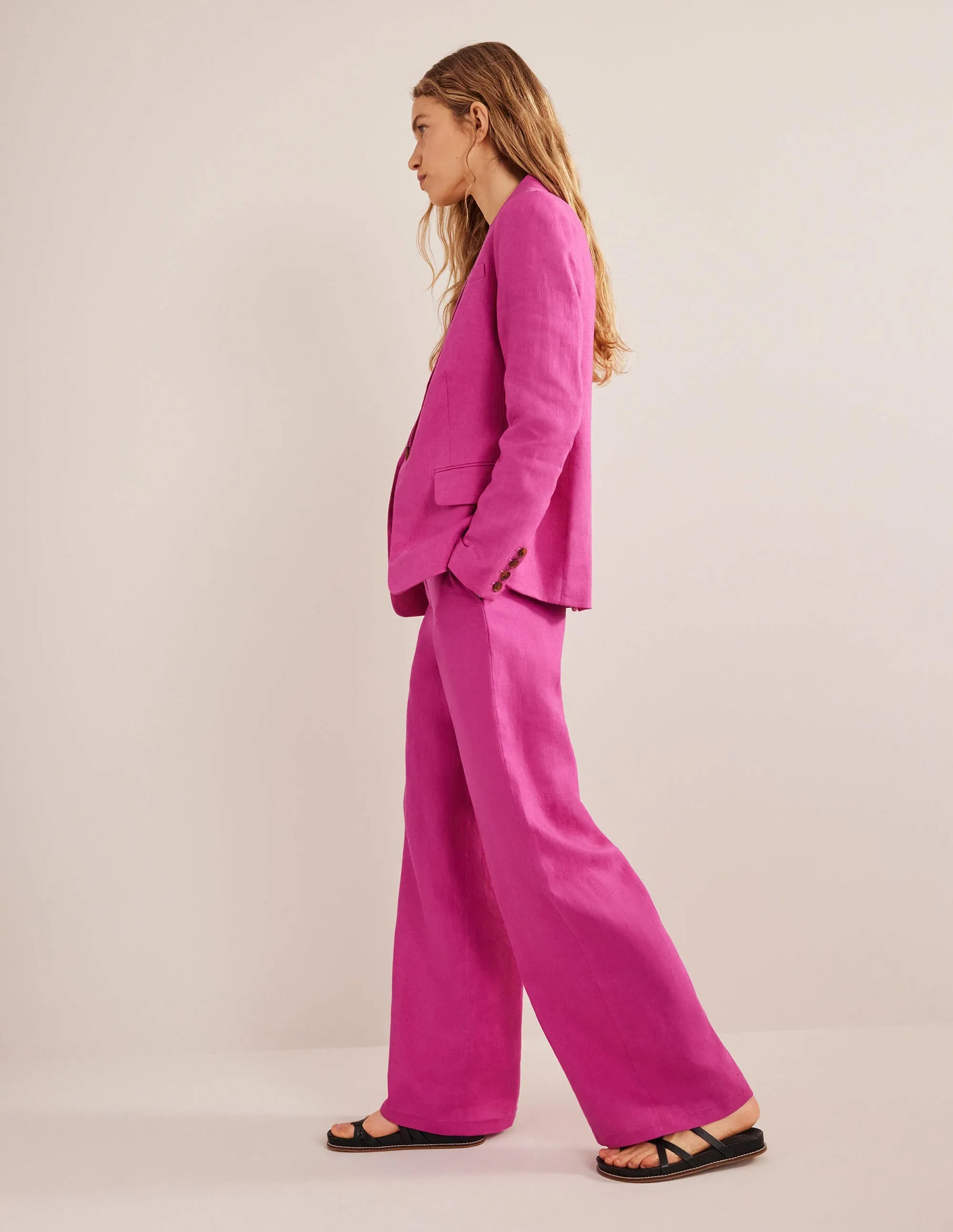 The Cambridge Linen Blazer-Rose Violet