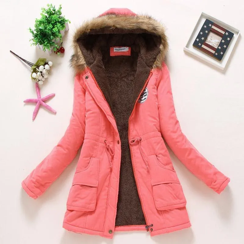 Thick Warm Female Hooded Fur Cotton