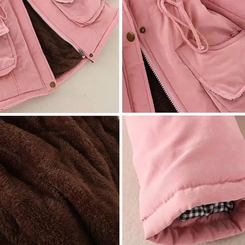 Thick Warm Female Hooded Fur Cotton