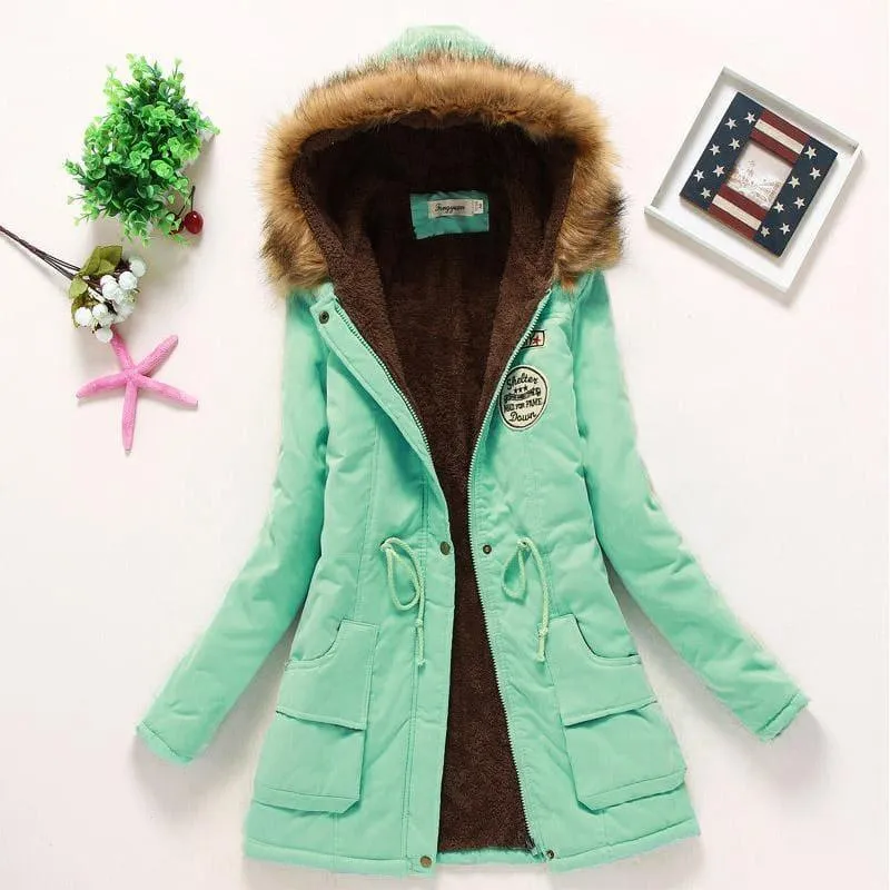 Thick Warm Female Hooded Fur Cotton