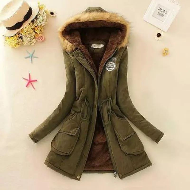 Thick Warm Female Hooded Fur Cotton