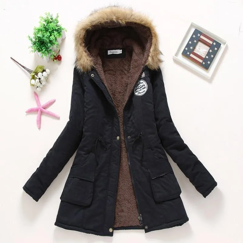 Thick Warm Female Hooded Fur Cotton