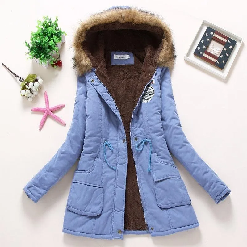 Thick Warm Female Hooded Fur Cotton