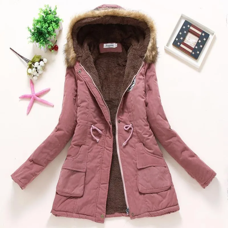 Thick Warm Female Hooded Fur Cotton