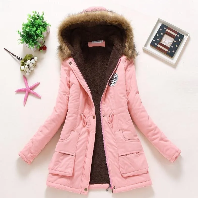 Thick Warm Female Hooded Fur Cotton