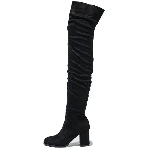Tillbuy Suede Over Knee Boots
