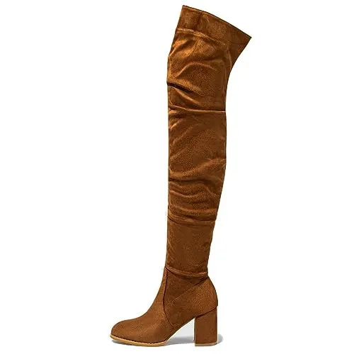Tillbuy Suede Over Knee Boots