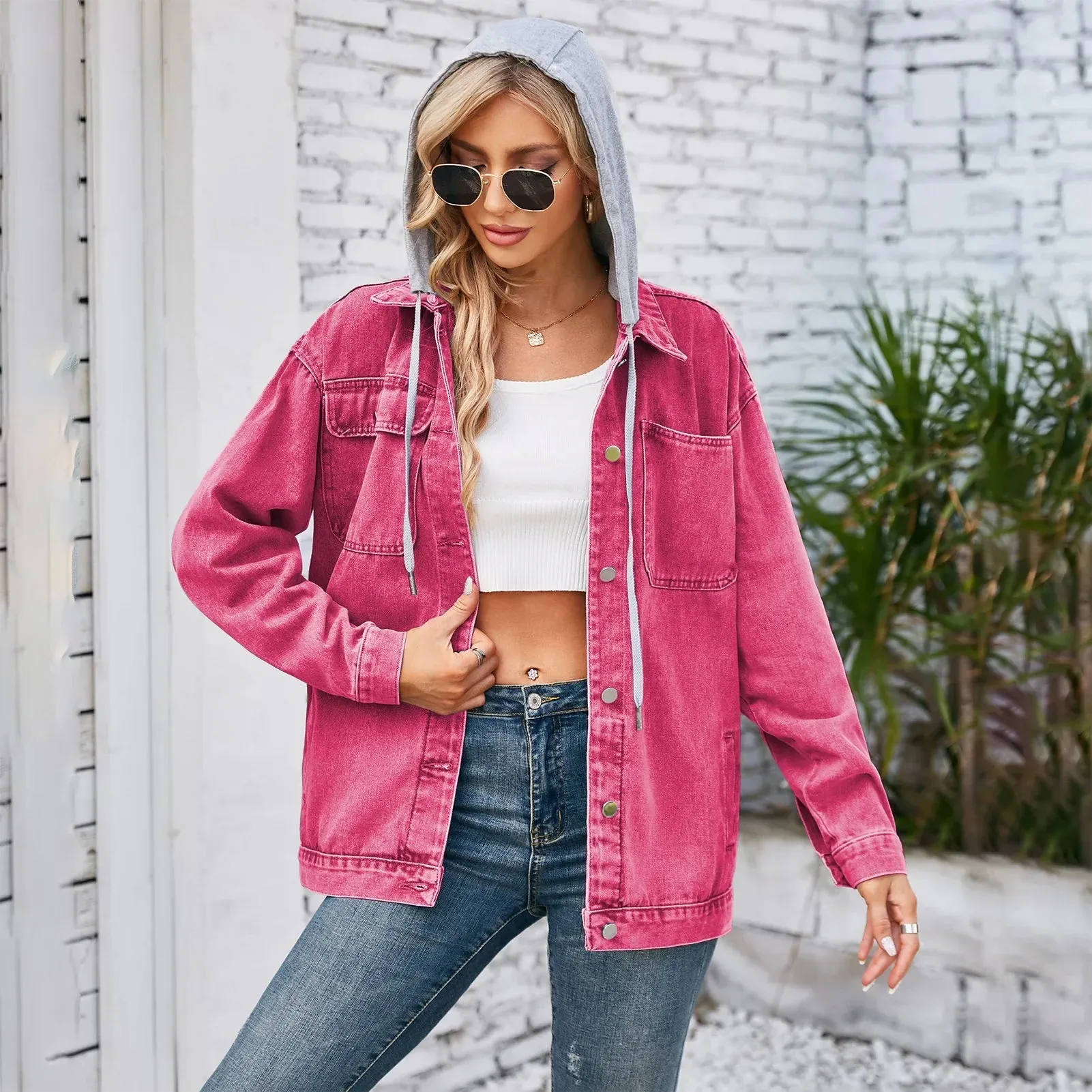 Toleet-Winter and Autumn Outfits Christmas/Thanksgiving_Womens Autumn Spring Oversized Denim Casual Distressed Boyfriend Comfy Jacket