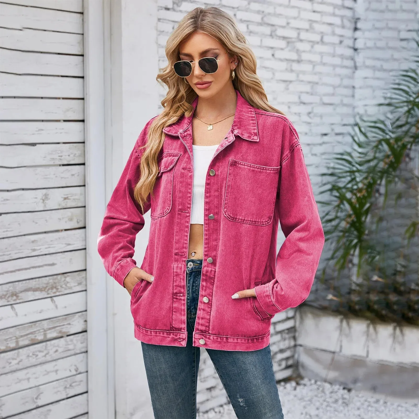 Toleet-Winter and Autumn Outfits Christmas/Thanksgiving_Womens Autumn Spring Oversized Denim Casual Distressed Boyfriend Comfy Jacket