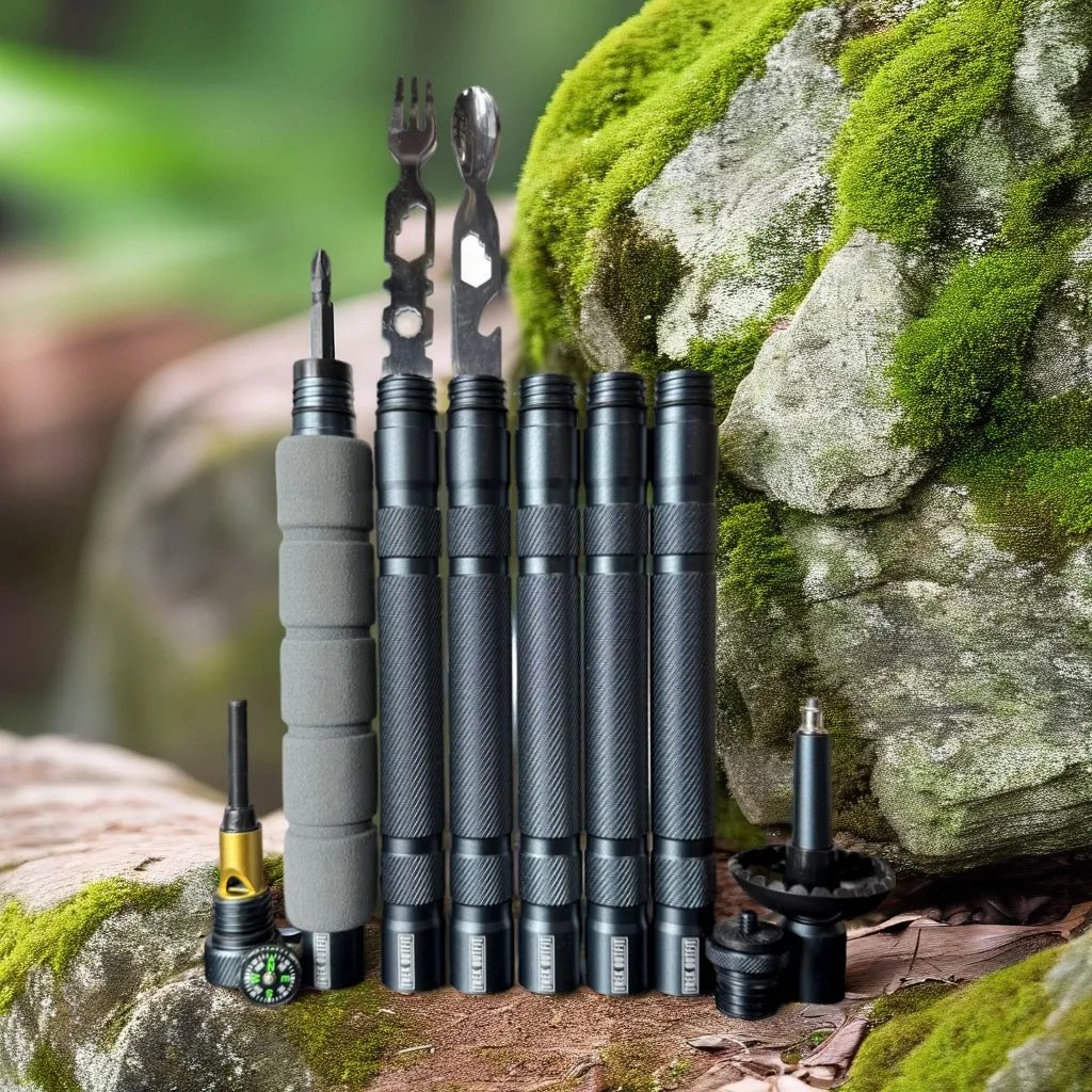 Trek Outfit 17-in-1 Tactical Trekking Poles with Survival Tools and Rubber Tips