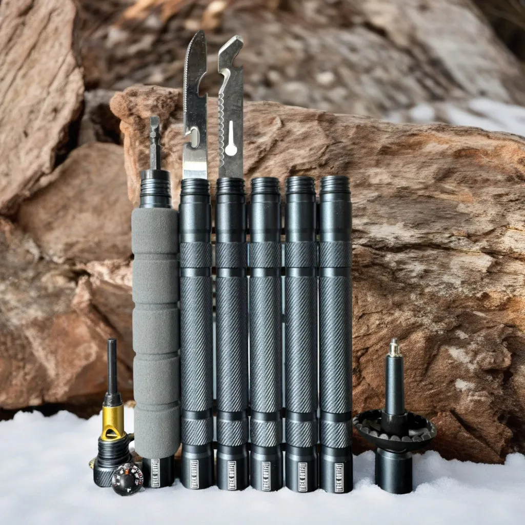 Trek Outfit 17-in-1 Tactical Trekking Poles with Survival Tools and Rubber Tips