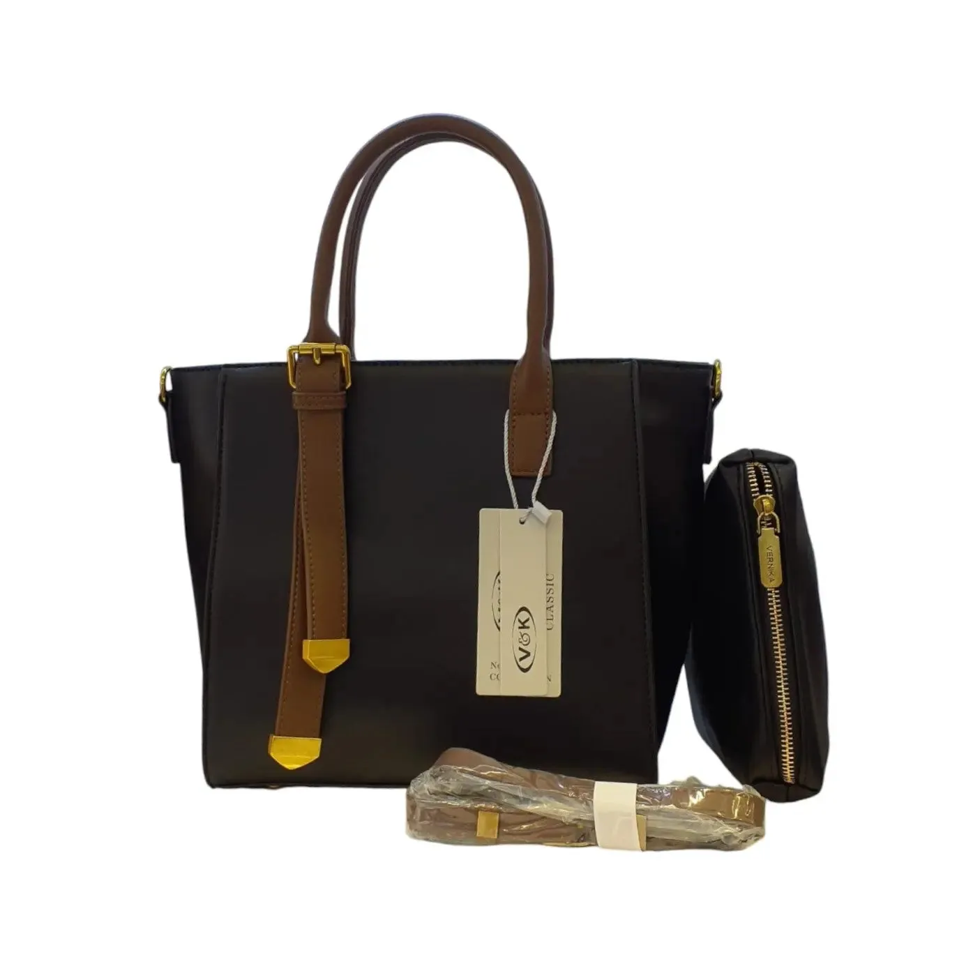 Vernika Structured with Dual Top Handles Handbag Set