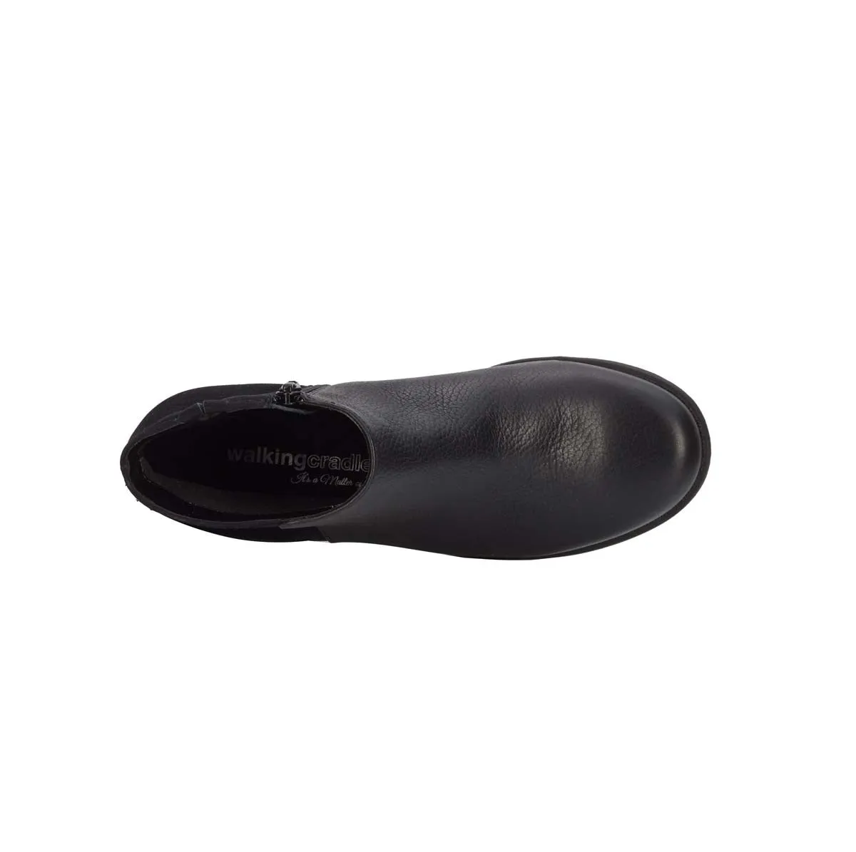 Walking Cradles Wc Lewis Women Put On Bootie In Black Tumbled Leather