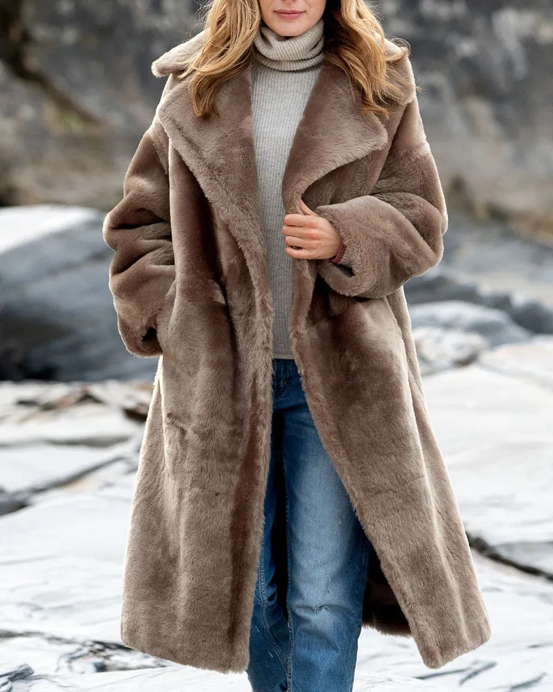 Warm Long Shearling Overcoat Teddy Outerwear