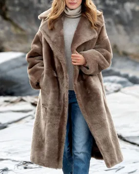 Warm Long Shearling Overcoat Teddy Outerwear