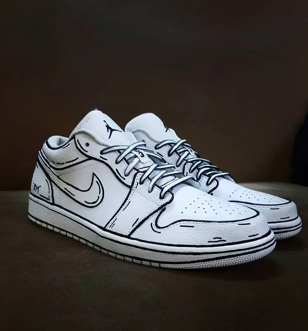 White Black Line Custom Air Jordan 1