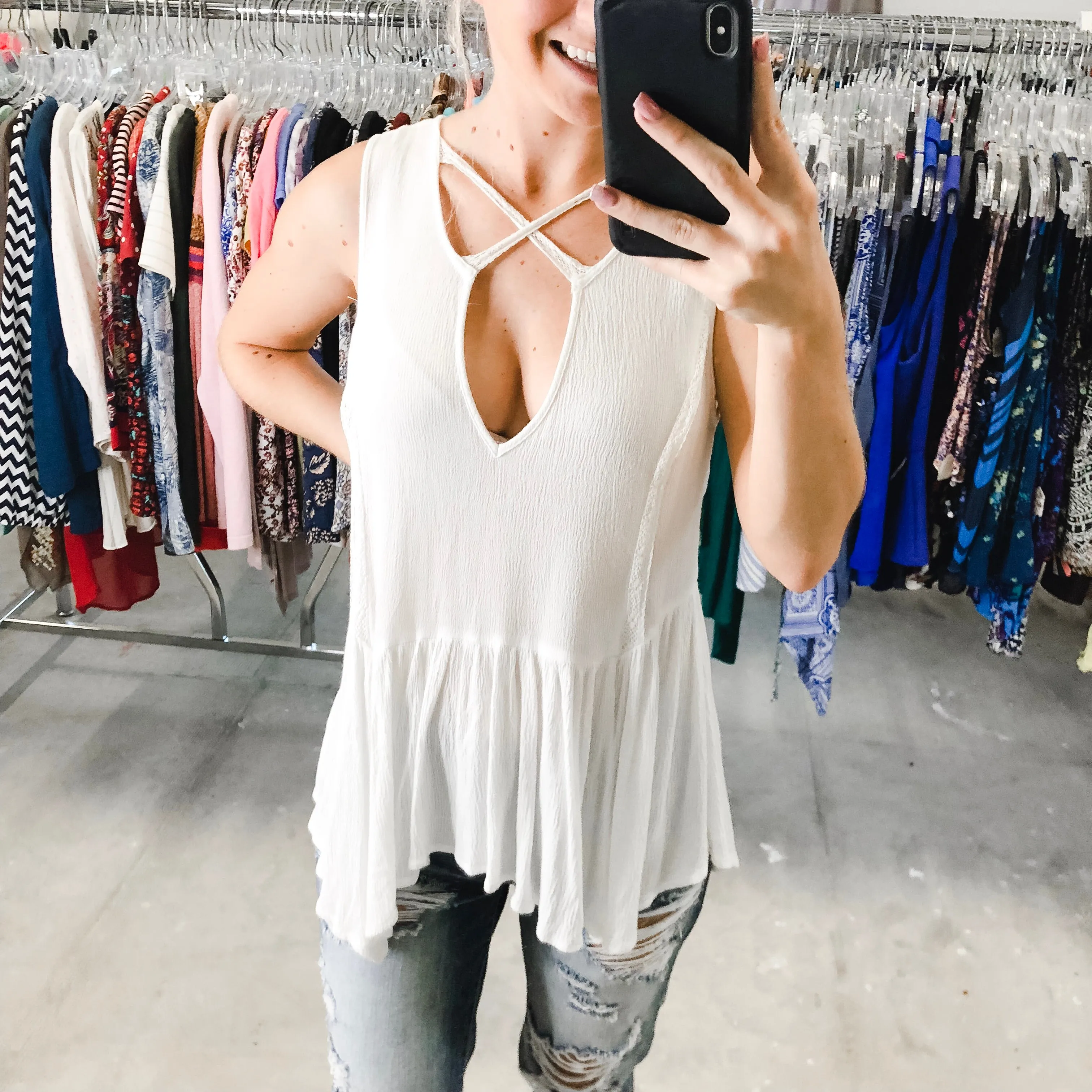 White Jersey Tank - S