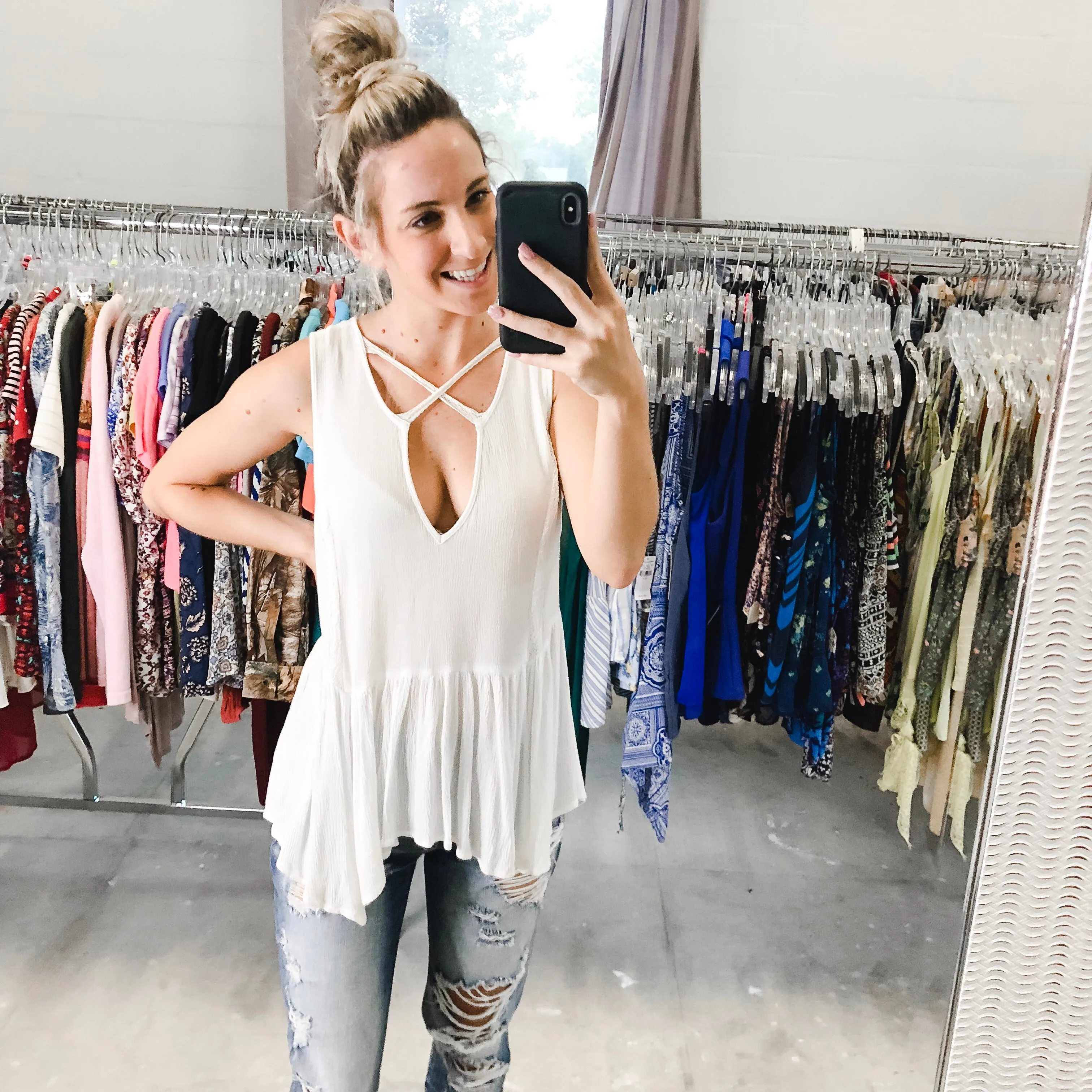 White Jersey Tank - S