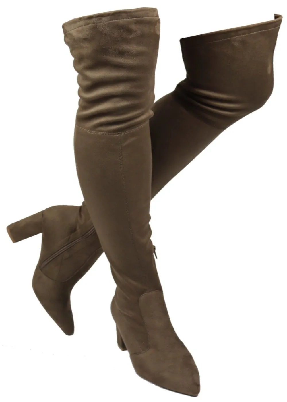 Wild Diva Amiya-04 WIDE FIT Low Chunky Heel Knee High Boots