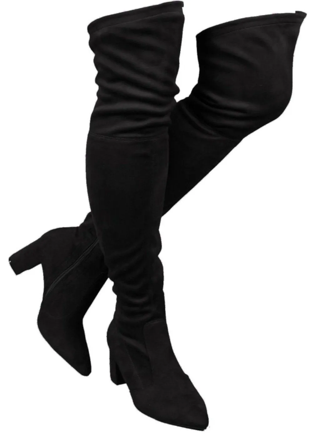 Wild Diva Amiya-04 WIDE FIT Low Chunky Heel Knee High Boots