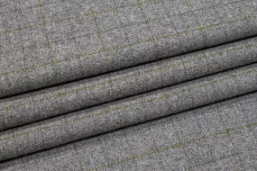 Windowpane Italian Wool - Gray and Olive Green