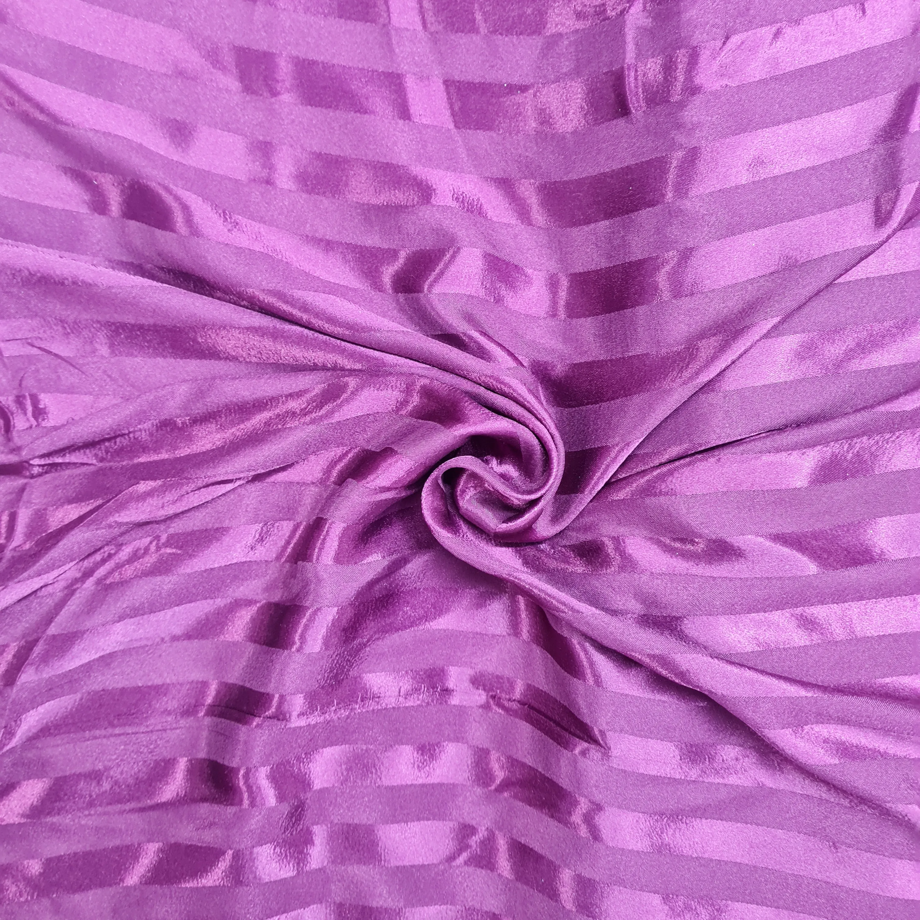 Wine Stripe Print Semi Satin Fabric
