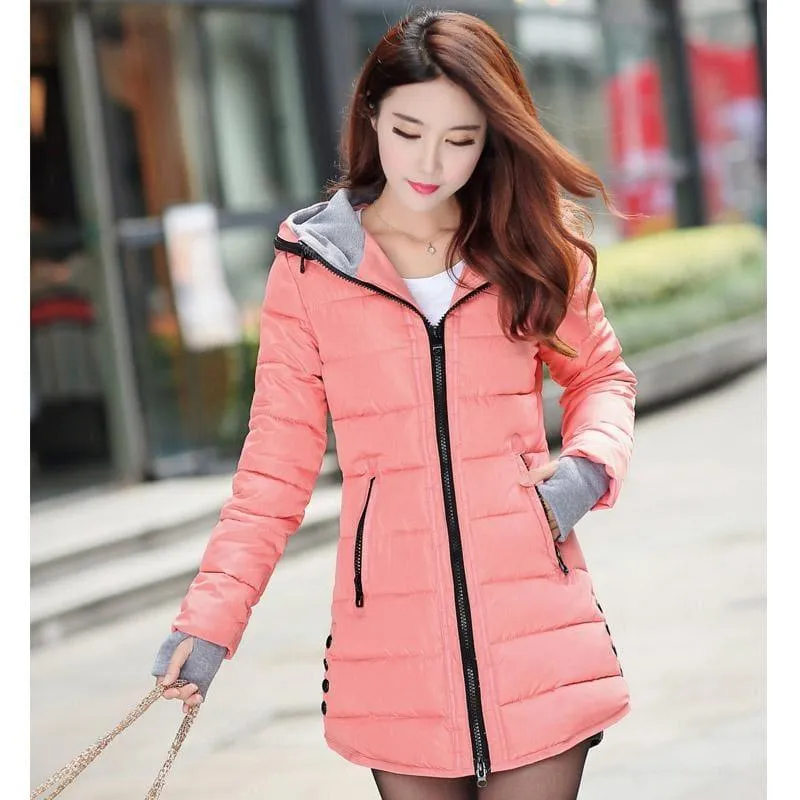 Winter Hooded Warm Candy Color Cotton PaddedCoat