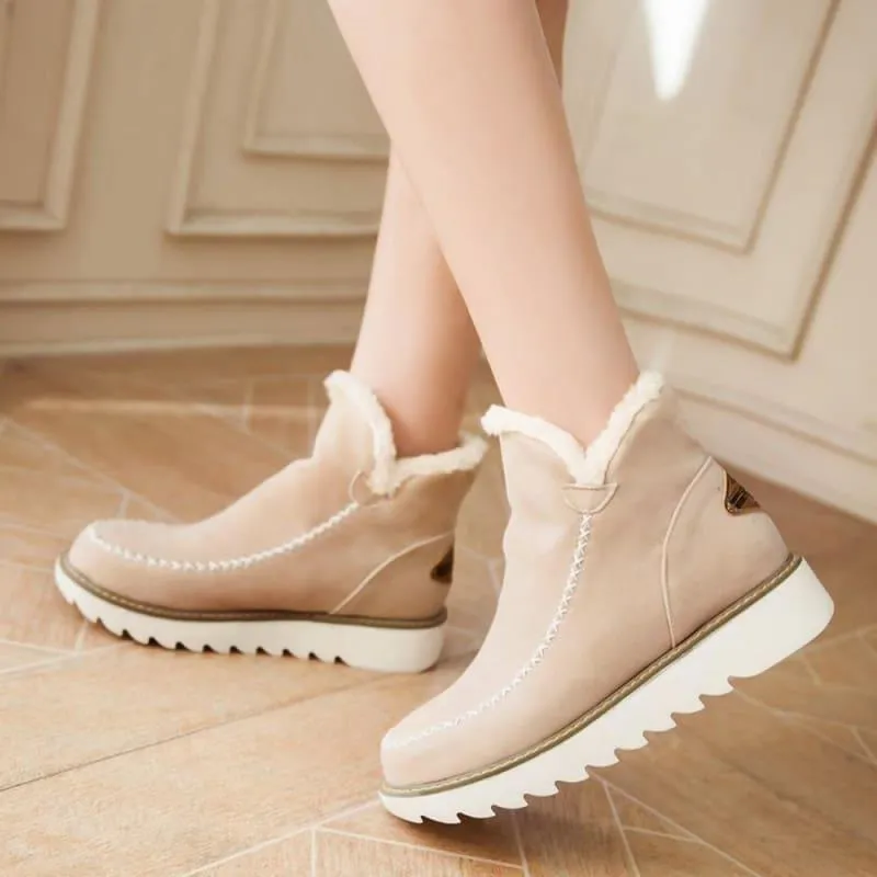 Winter Snow Platform Plush Warm Booties