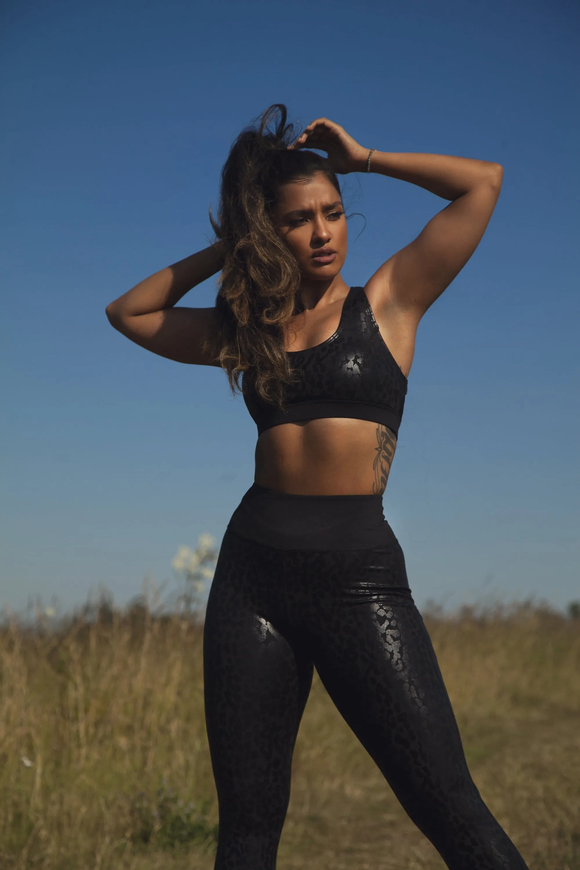 Wolf & Whistle Wet Look Leopard Black High Waist Leggings