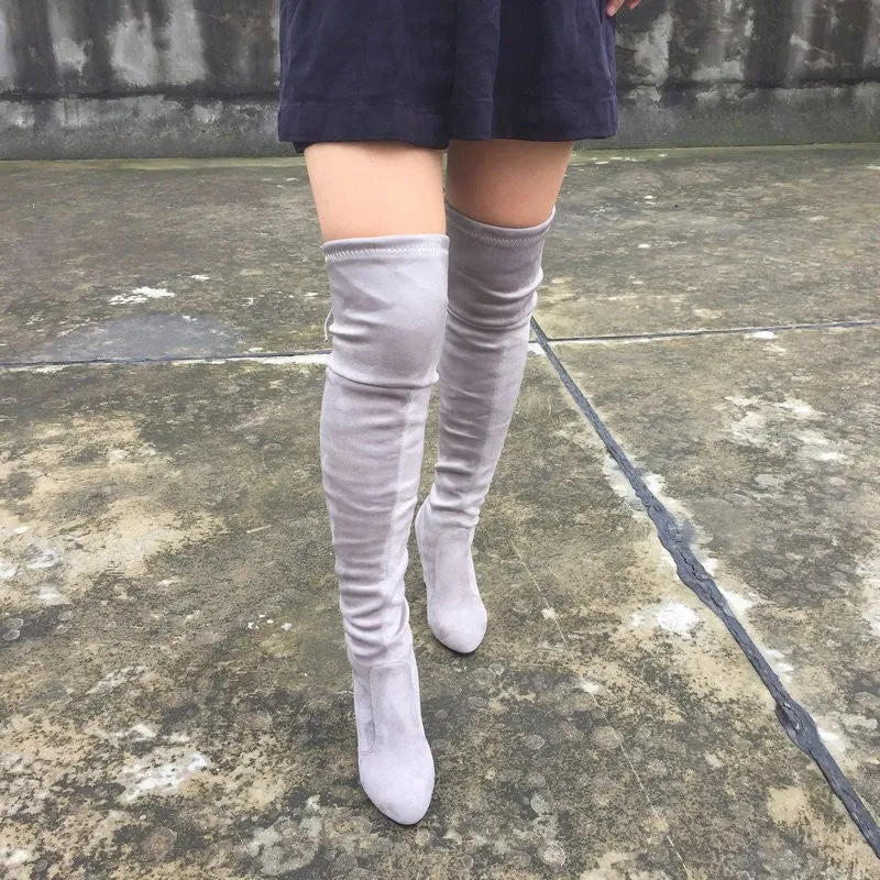 Women Stretch Suede Slim Thigh High Sexy boots