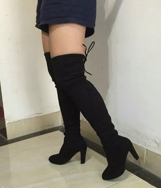 Women Stretch Suede Slim Thigh High Sexy boots